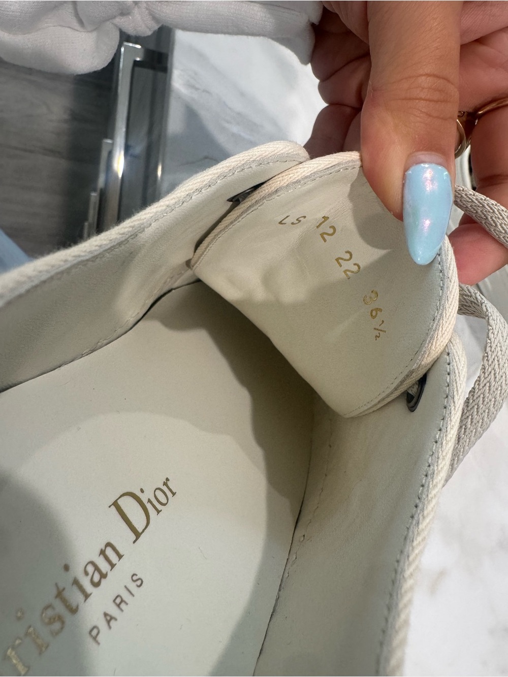 Dior White Leather Lace-Up Sneakers - Picture 3 of 4